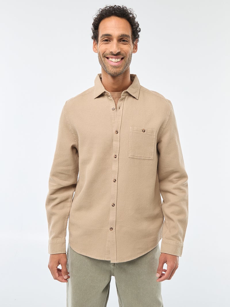 Wrangler Authentics Gewafelde Henley met lange mouwen voor heren, Vintage Indigo, M