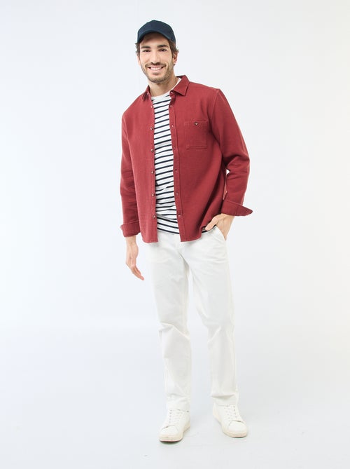 Overhemd van gewafelde stof met lange mouwen - Kiabi