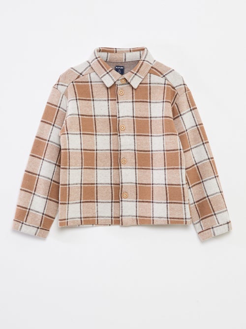 Overhemd van jacquardkatoen met ruitjes - Kiabi