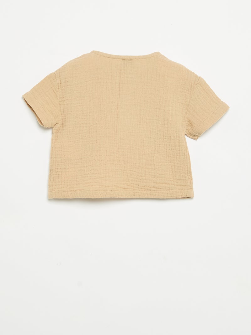 Overhemd van katoengaas Biege - Kiabi