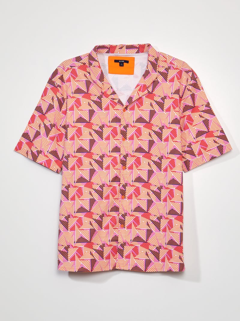 Overhemd van katoenpiqué met print ORANJE - Kiabi
