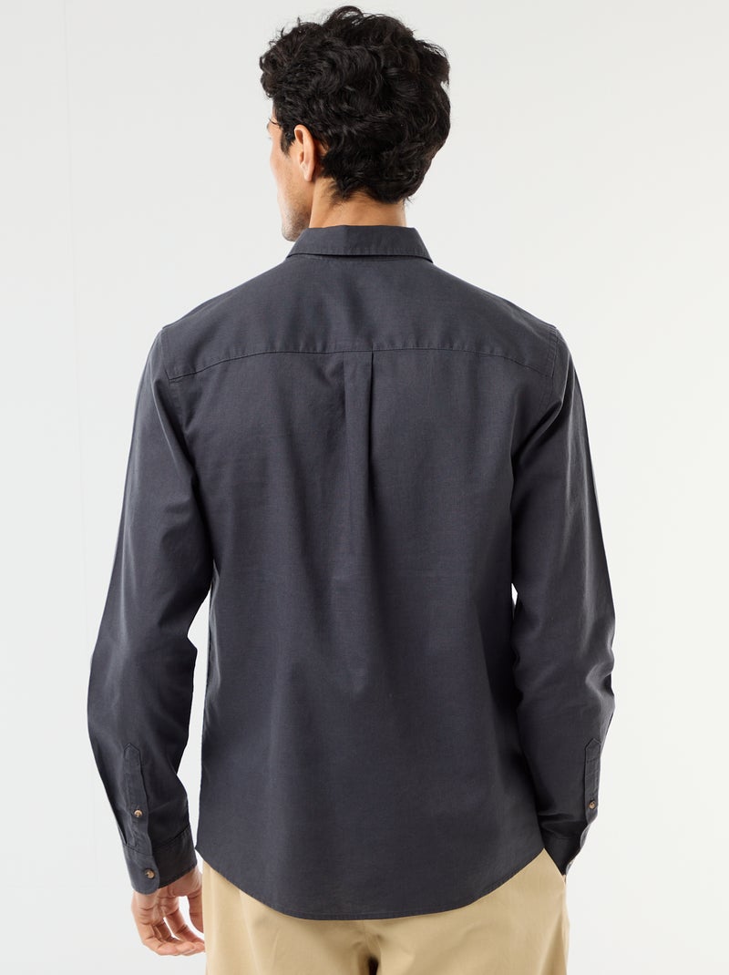 Overhemd van linnenmix Donkerblauw - Kiabi