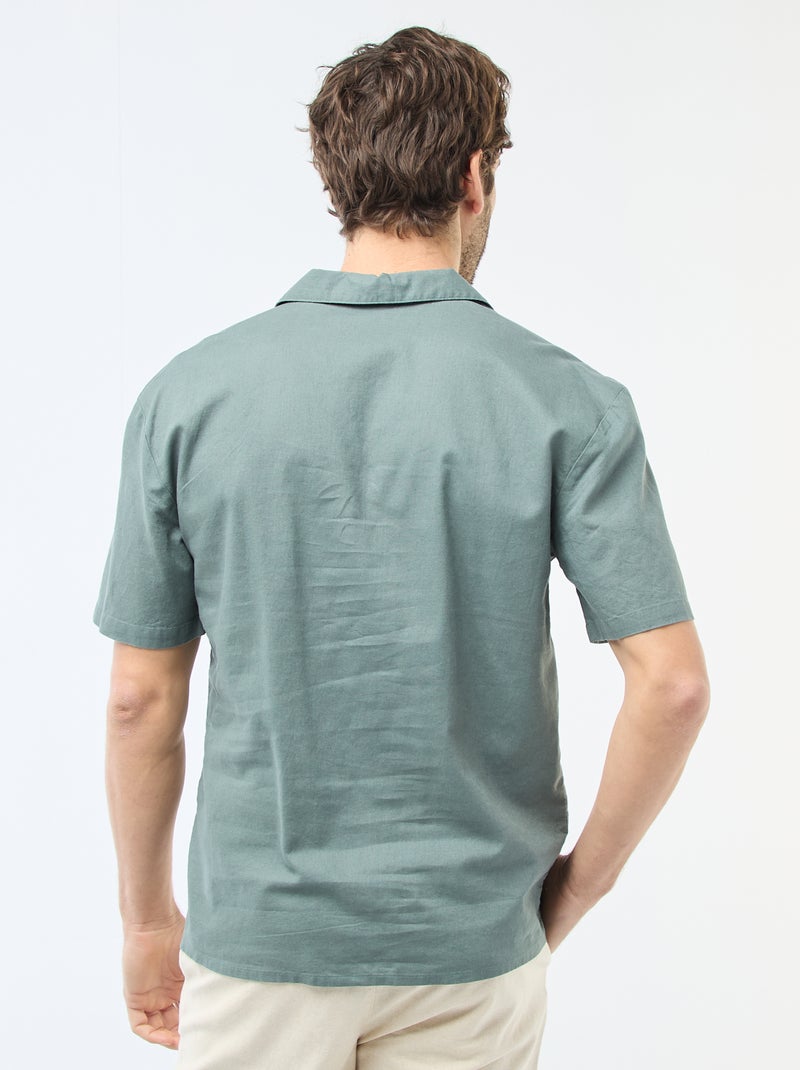 Overhemd van linnenmix Groen - Kiabi