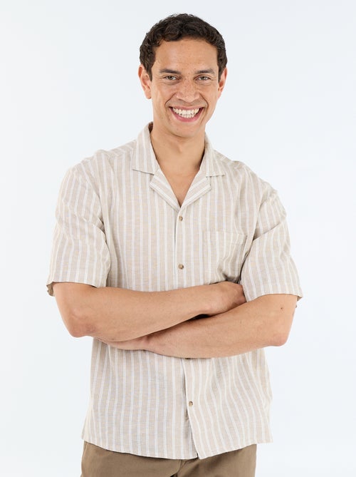 Overhemd van linnenmix met korte mouwen - Kiabi