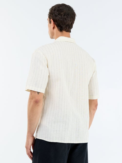 Overhemd van linnenmix met korte mouwen - Kiabi