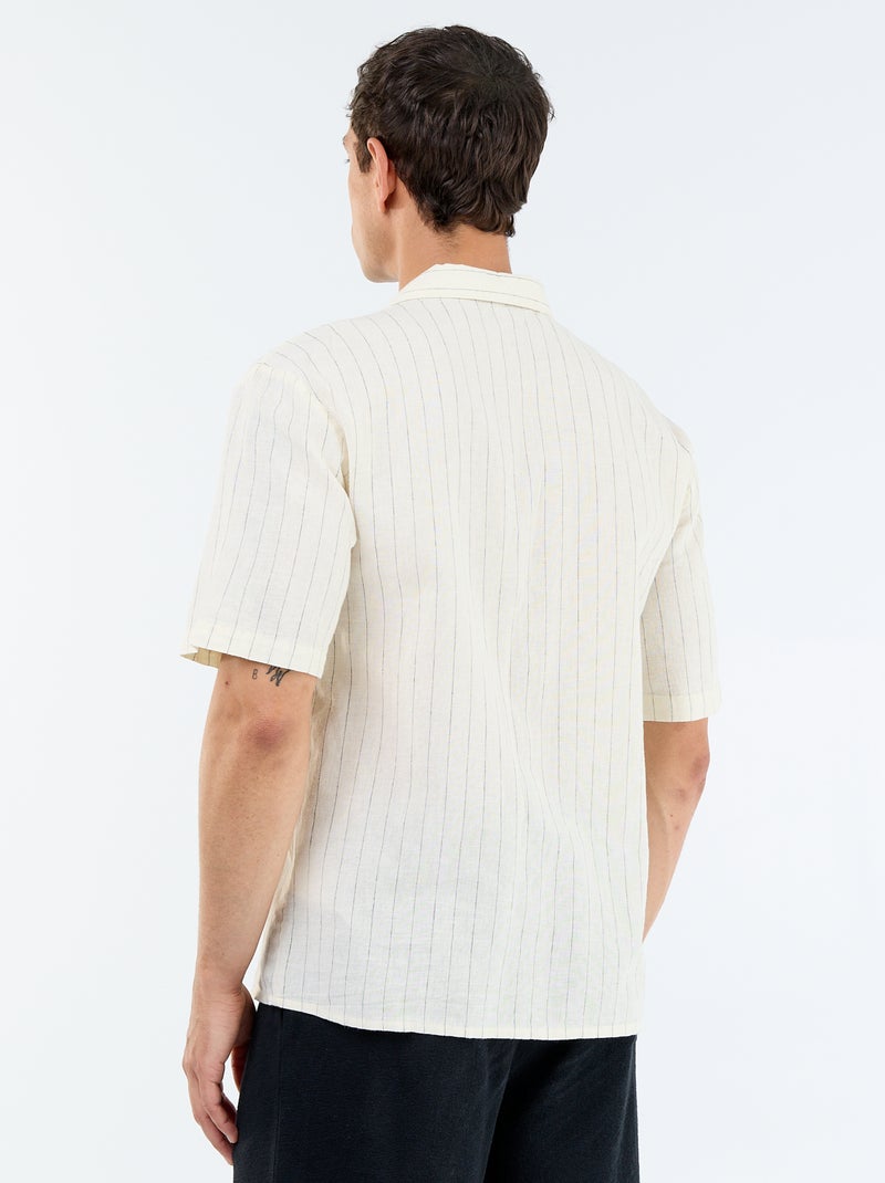 Overhemd van linnenmix met korte mouwen Wit - Kiabi