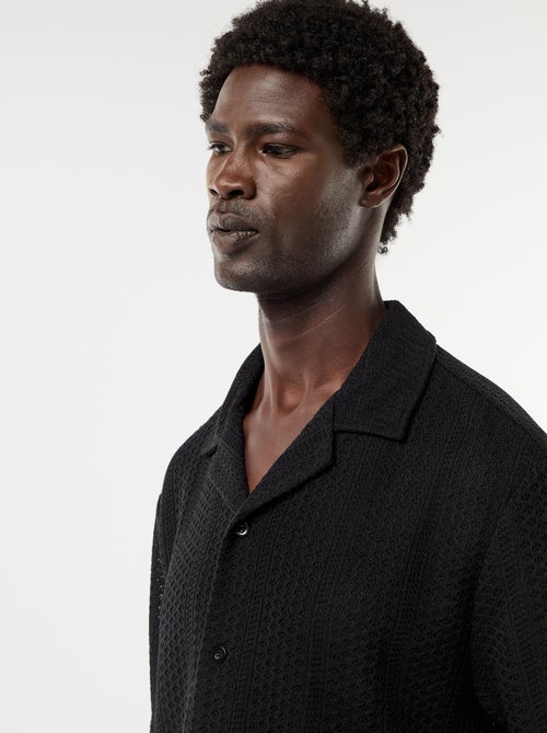 Overhemd van opengewerkt breisel met korte mouwen - Kiabi