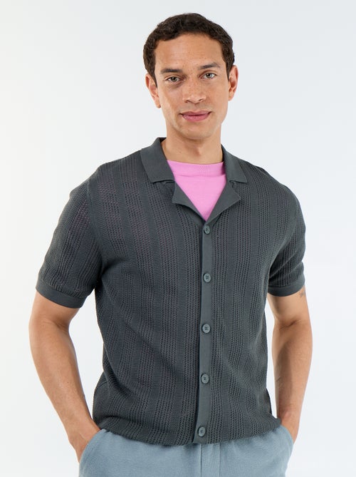 Overhemd van opengewerkt materiaal met korte mouwen - Kiabi