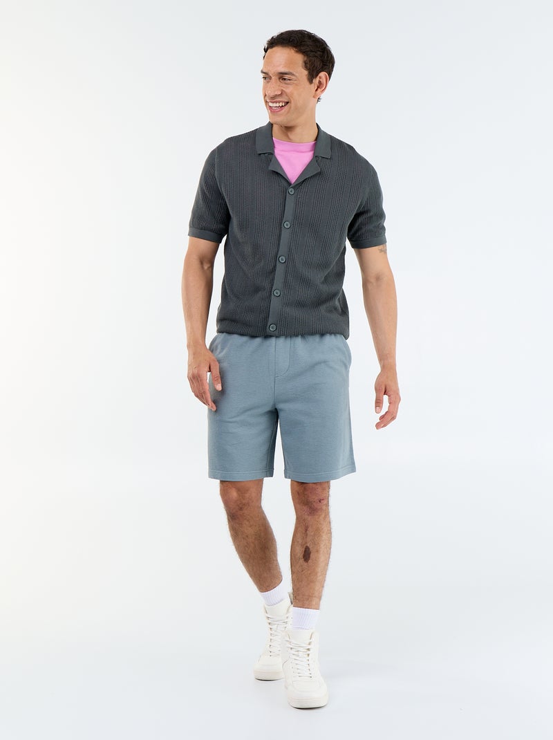 Overhemd van opengewerkt materiaal met korte mouwen Kaki - Kiabi