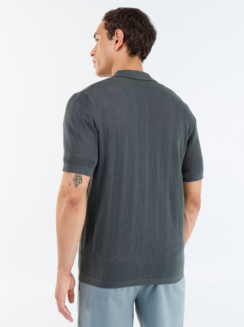 Overhemd van opengewerkt materiaal met korte mouwen - Kiabi