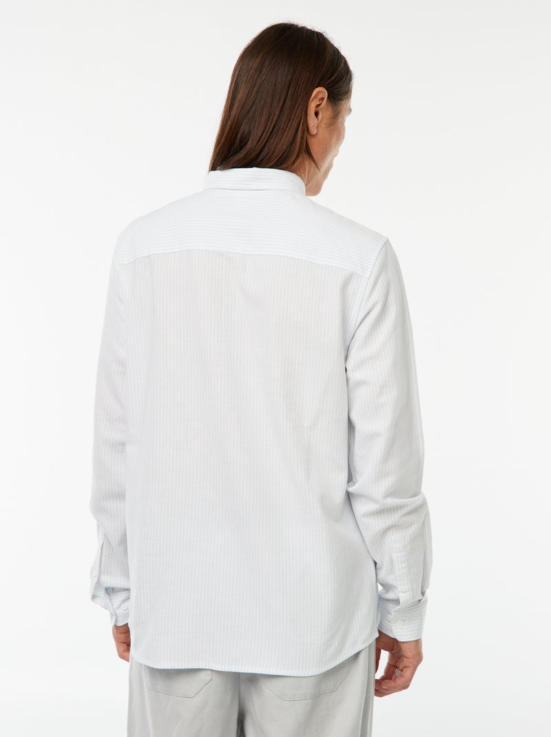 Overhemd van Oxford-katoen met streepjes Blauw - Kiabi