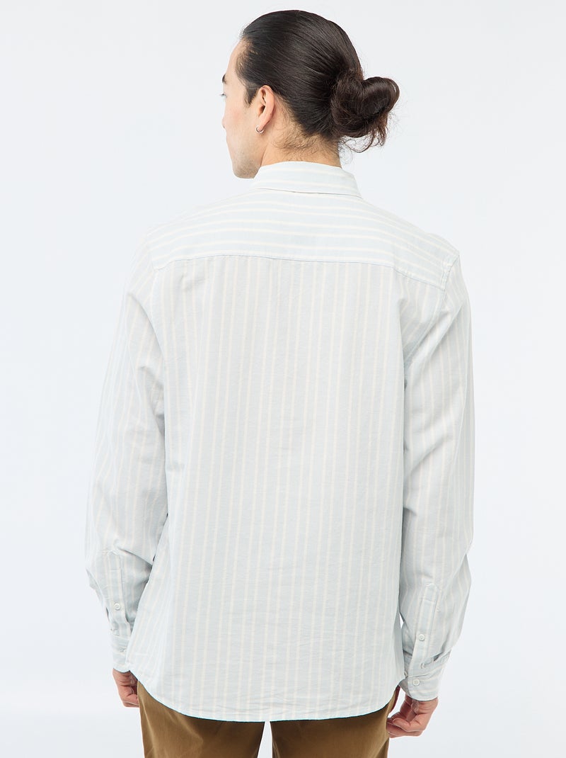 Overhemd van Oxford-katoen met streepjes Blauw - Kiabi