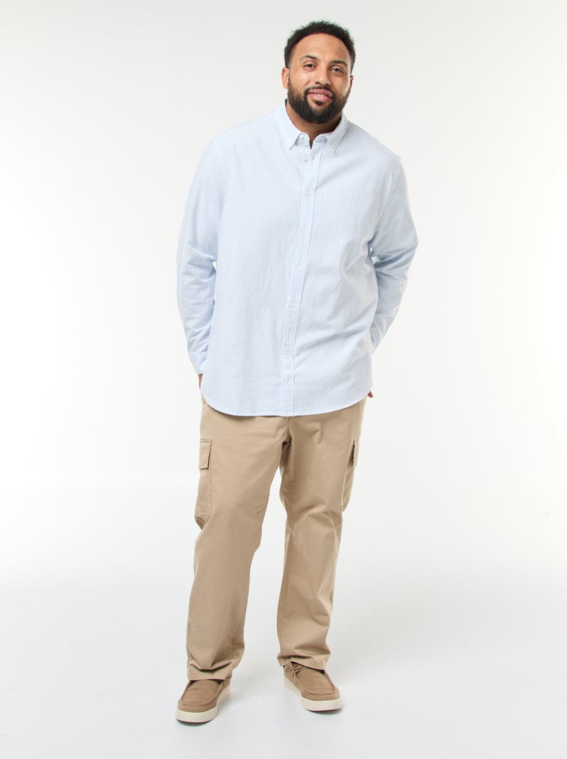 Overhemd van Oxford-katoen met streepjesmotief Blauw - Kiabi