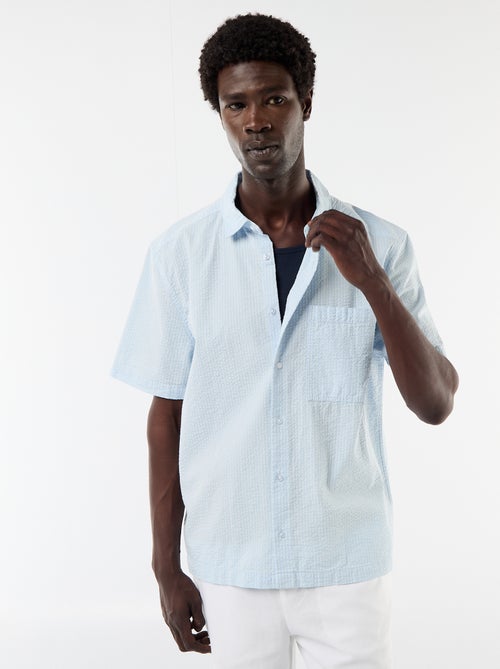 Overhemd van seersucker met korte mouwen - Kiabi