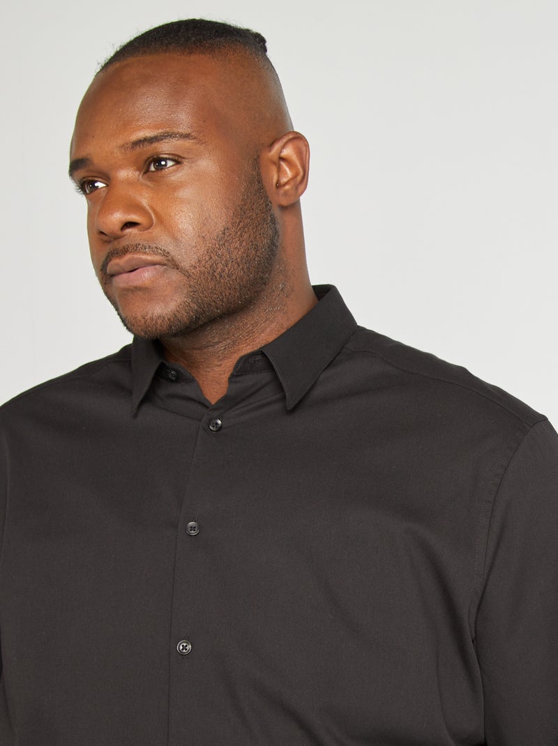 Overhemd van stretch twill zwart - Kiabi