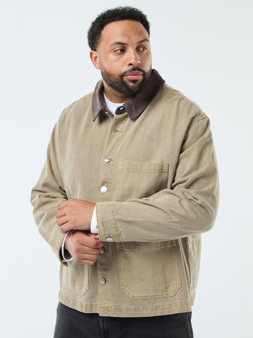 Overhemd van twill met contrasterend kraagje - Kiabi