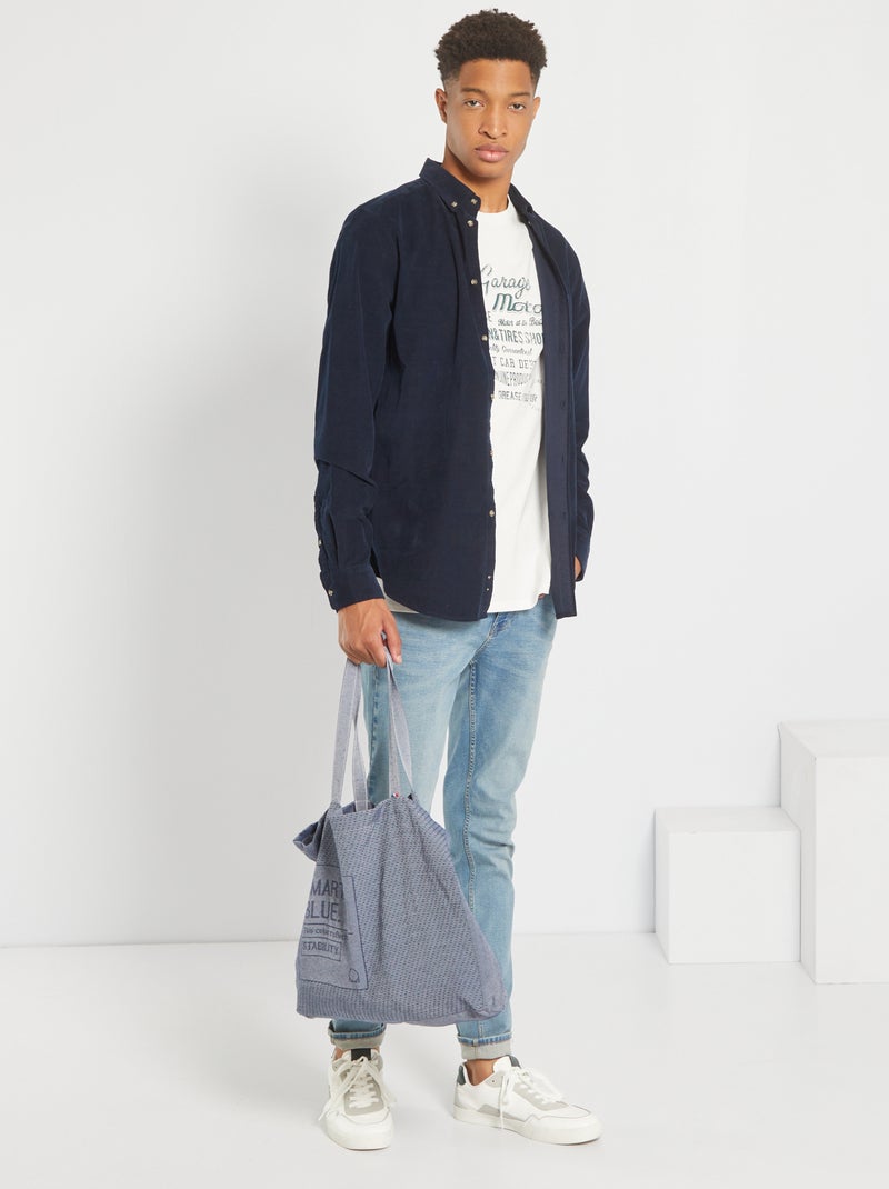 Overhemd van velours +1m90 BLAUW - Kiabi