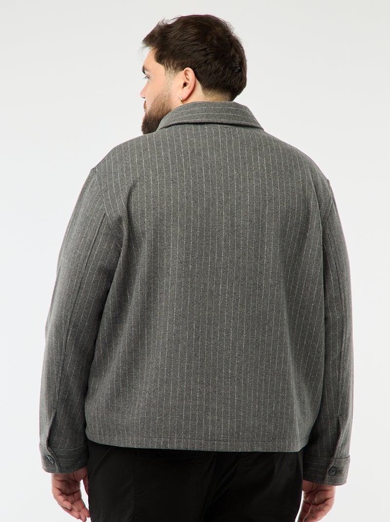 Overhemdjas met knoopsluiting en klepzakken Grijs - Kiabi