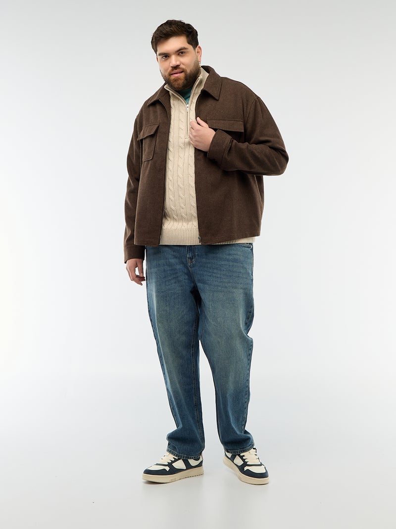 Overhemdjas met ritssluiting en klepzakken Bruin - Kiabi