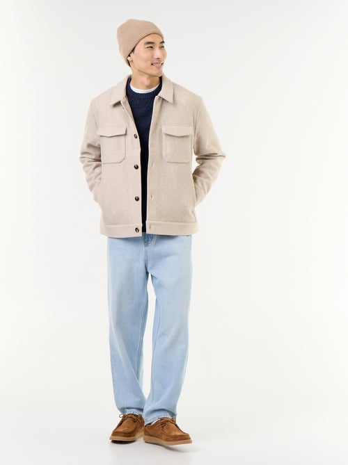 Overhemdjas met wol-look en borstzakken - Kiabi