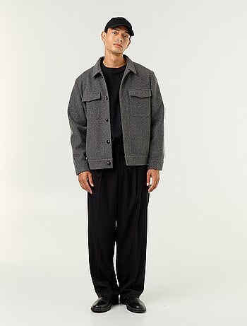 Overhemdjas met wol-look en borstzakken