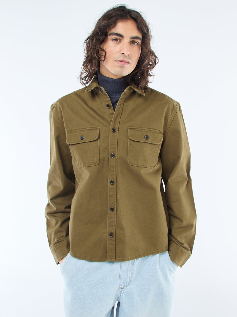 Overhemdjas van katoen Groen - Kiabi