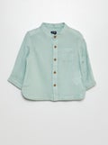 Overhemdje van dunne stof met maokraag blauw - Kiabi