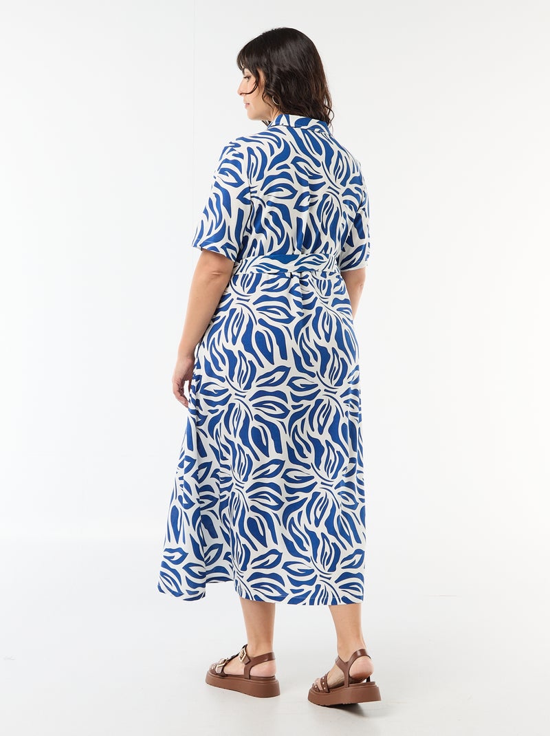 Overhemdjurk met korte mouwen en motief Blauw - Kiabi