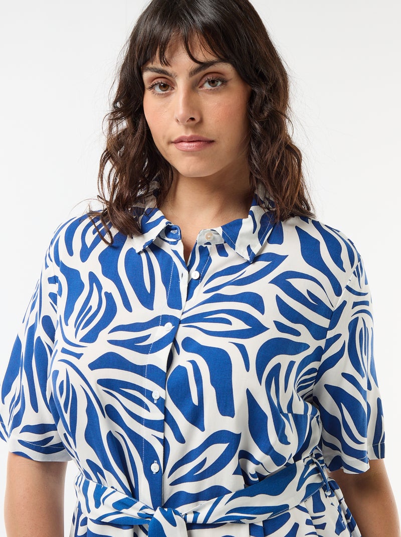 Overhemdjurk met korte mouwen en motief Blauw - Kiabi