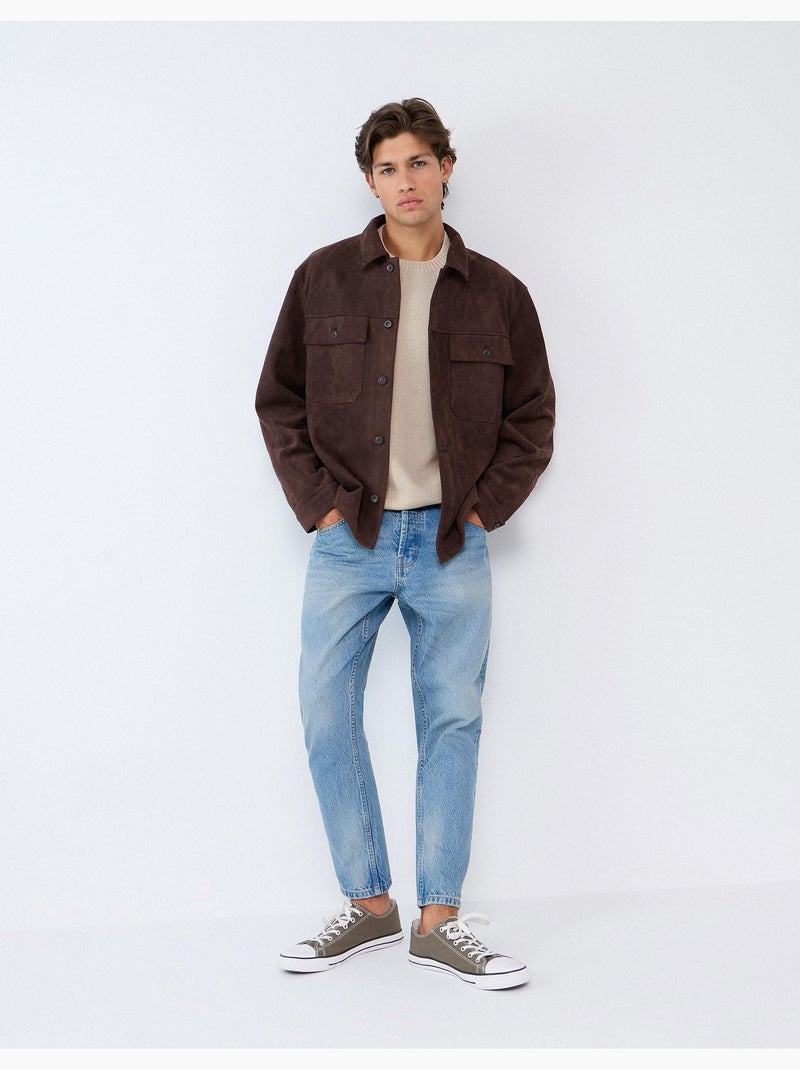 Overshirt met suède-effect, mo fashion Bruin - Kiabi