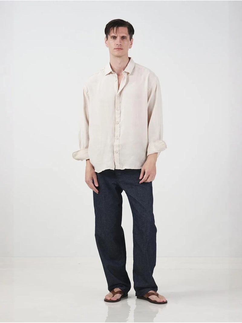Overshirt oversize van effen katoen giesto Natuurlijk beige - Kiabi