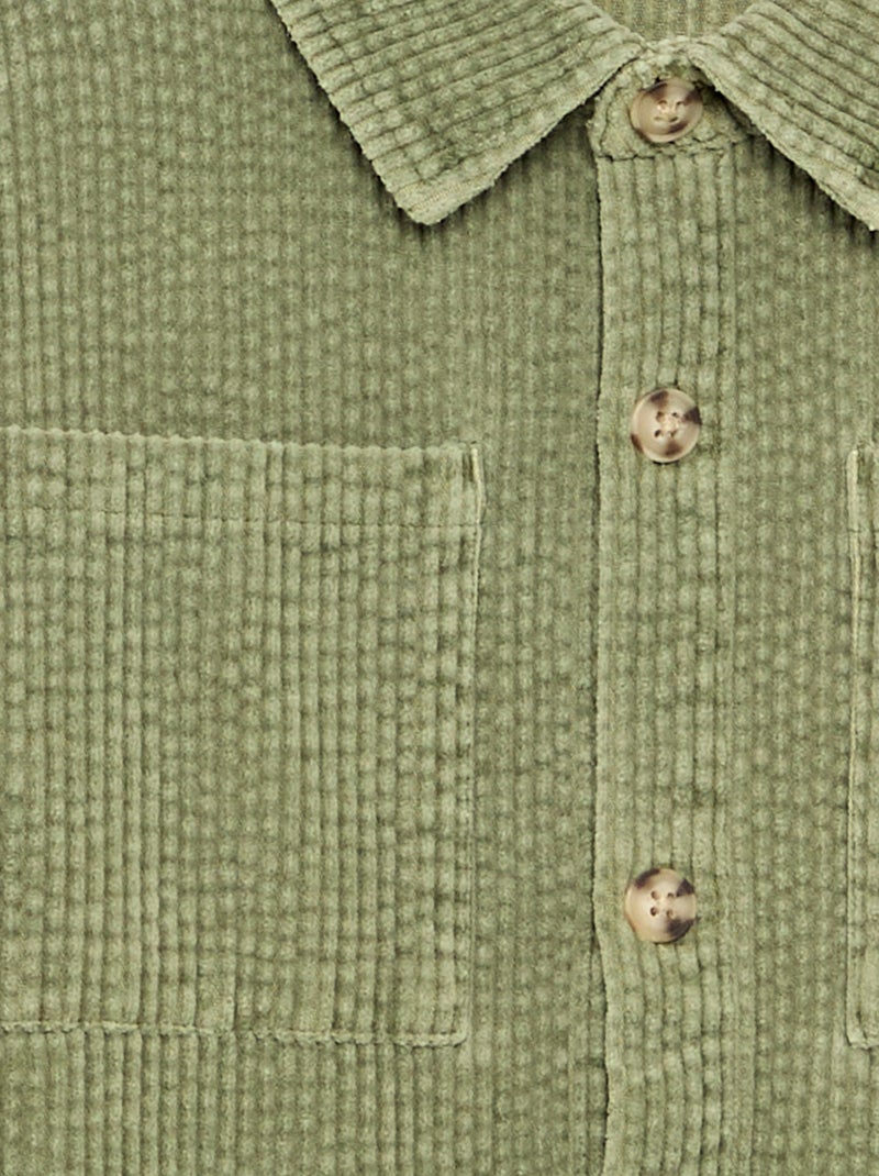 Overshirt van ribfluweel Kaki - Kiabi