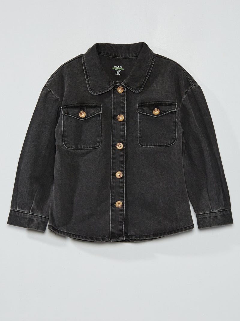 Overshirt van spijkerstof zwart - Kiabi