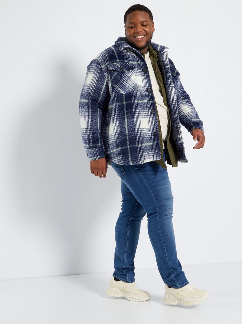 Overshirt van wolachtige stof BLAUW - Kiabi