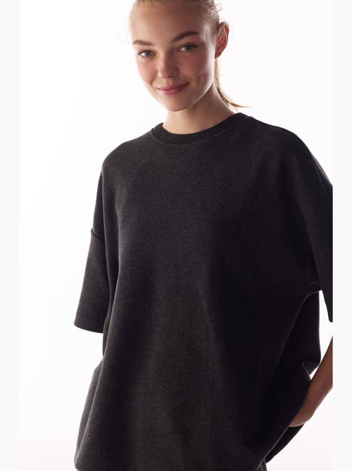 Oversize blouse met warm melange dessin en korte mouwen penti - Kiabi