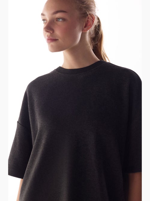 Oversize blouse met warm melange dessin en korte mouwen penti - Kiabi