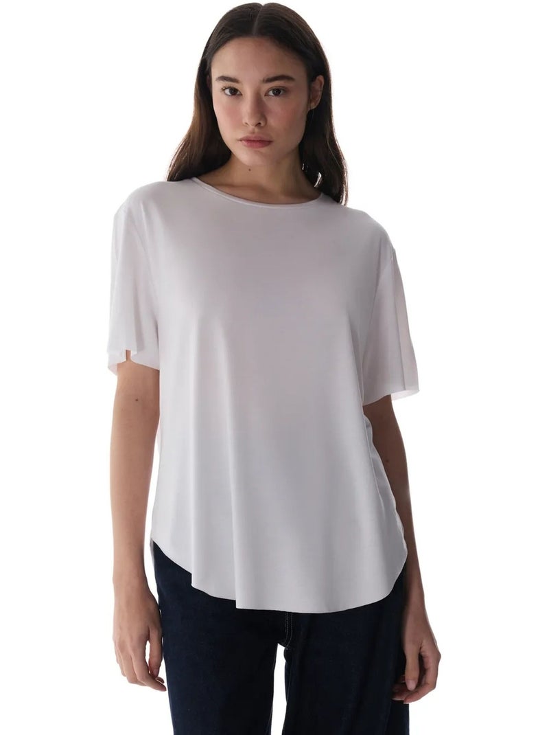 Oversize modal t-shirt met ronde hals penti Wit - Kiabi