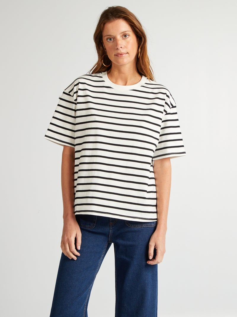 Oversize T-shirt met ronde hals WIT - Kiabi