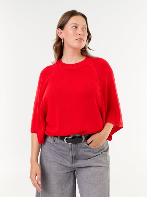 Oversize trui van tricot met korte mouwen - Kiabi