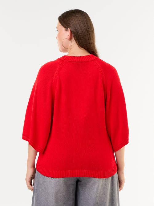 Oversize trui van tricot met korte mouwen - Kiabi