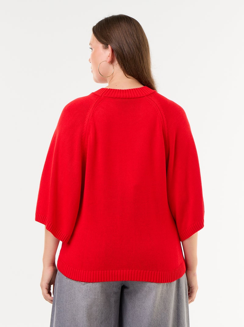 Oversize trui van tricot met korte mouwen Rood - Kiabi
