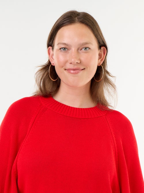 Oversize trui van tricot met korte mouwen - Kiabi