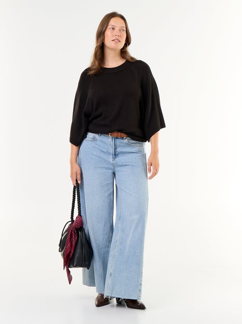 Oversize trui van tricot met korte mouwen - Kiabi