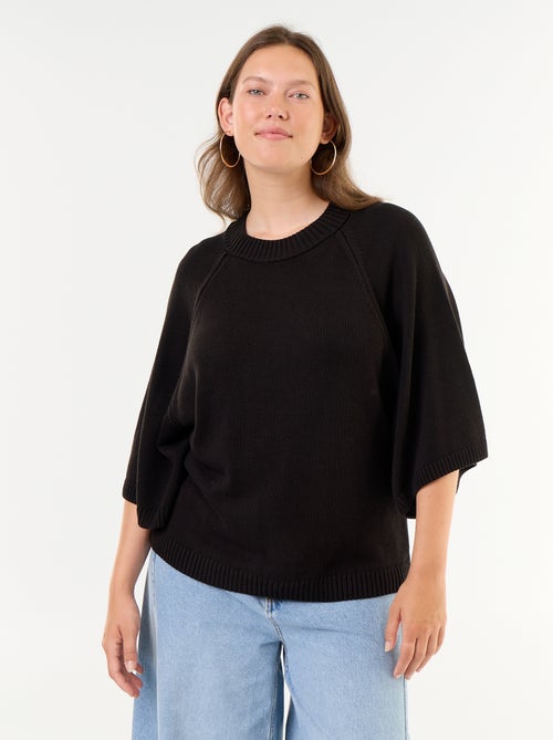 Oversize trui van tricot met korte mouwen - Kiabi