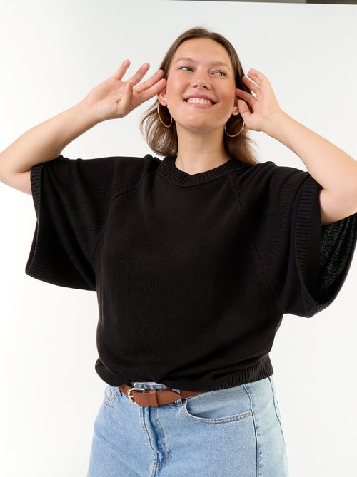 Oversize trui van tricot met korte mouwen - Kiabi