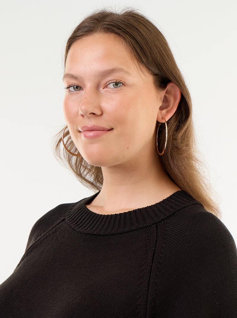 Oversize trui van tricot met korte mouwen Zwart - Kiabi