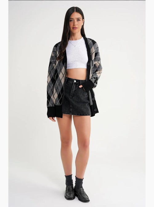 Oversized argyle v-hals cardigan met knopen mixray - Kiabi Oversized argyle v-hals cardigan met knopen mixray - Kiabi