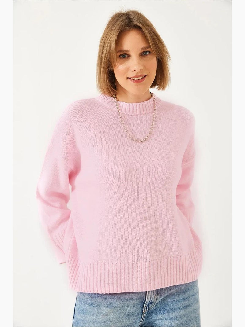 Oversized basic gebreide trui lucci Lichtroze - Kiabi