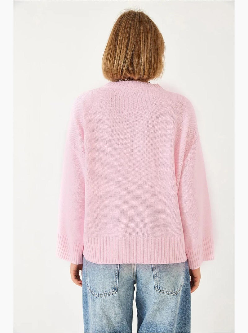 Oversized basic gebreide trui lucci Lichtroze - Kiabi