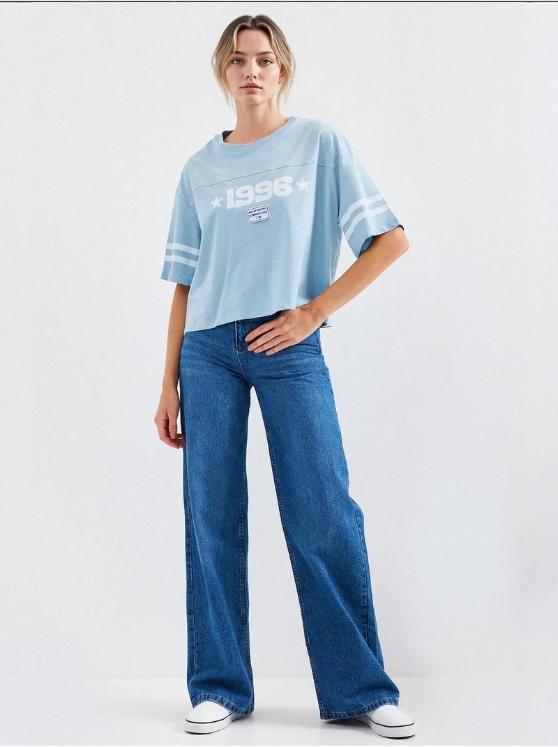 Oversized basic t-shirt met print bdart Lichtblauw - Kiabi